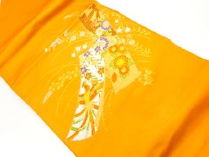 短冊に秋草・鳳凰模様織出し名古屋帯